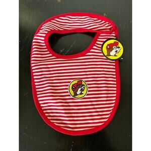 Buc-ees Red & White Stripe Newborn Bib Snap Closure NWT